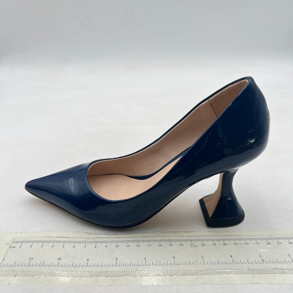 YDN Dark Blue Pointed Toe Slip on Pumps Special High Heel Shoe for Party Lady